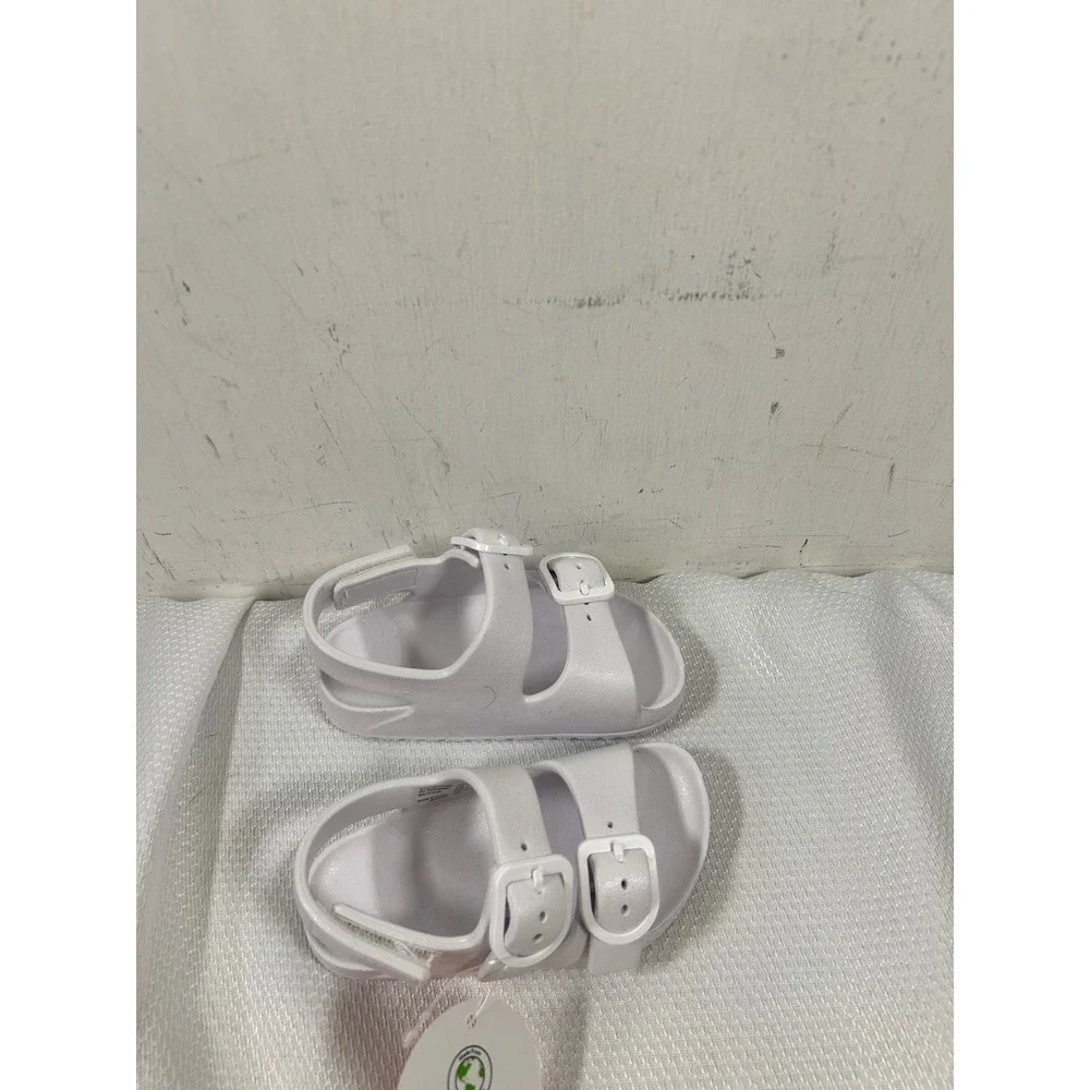 Wonder Nation EVA Buckle Sandals 5-6 White Shimmer Toddler‎ Kids